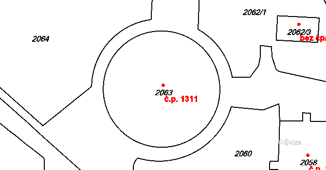 Duchcov 1311 na parcele st. 2063 v KÚ Duchcov, Katastrální mapa