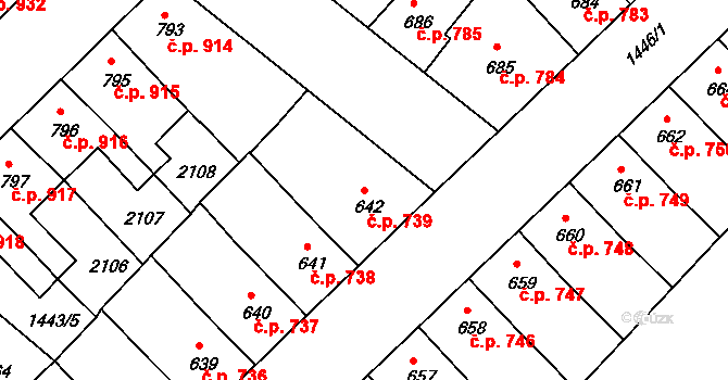 Předměstí 739, Svitavy na parcele st. 642 v KÚ Svitavy-předměstí, Katastrální mapa