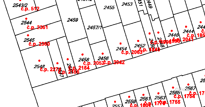 Královo Pole 2042, Brno na parcele st. 2456 v KÚ Královo Pole, Katastrální mapa