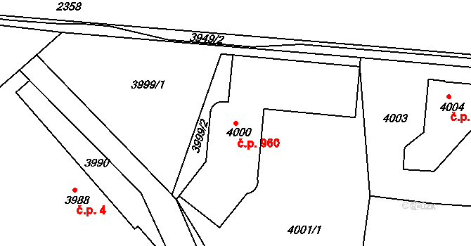 Smržovka 960 na parcele st. 4000 v KÚ Smržovka, Katastrální mapa
