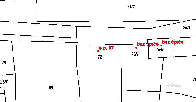 Vrbka 17, Postoloprty na parcele st. 72 v KÚ Vrbka u Postoloprt, Katastrální mapa