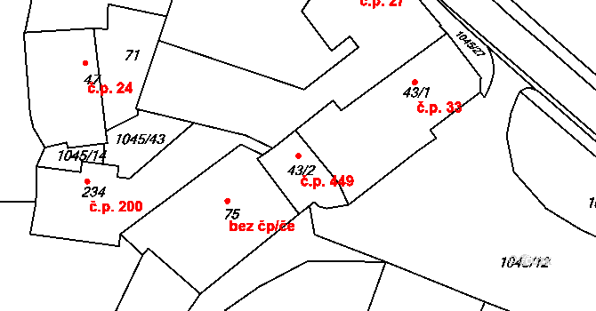 Staňkov II 449, Staňkov na parcele st. 43/2 v KÚ Staňkov-ves, Katastrální mapa