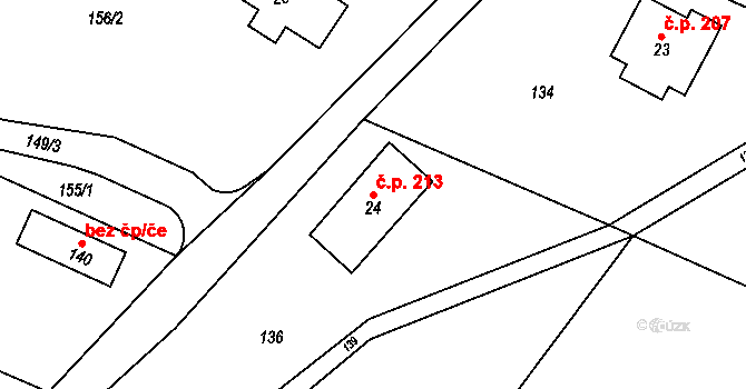 Starobucké Debrné 213, Nemojov na parcele st. 24 v KÚ Starobucké Debrné, Katastrální mapa