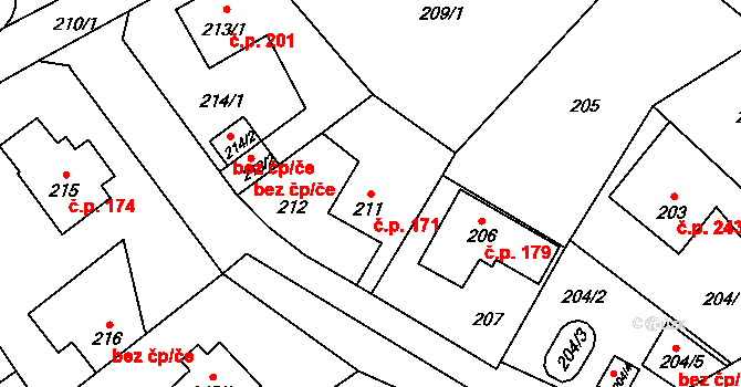 Liberec XII-Staré Pavlovice 171, Liberec na parcele st. 211 v KÚ Staré Pavlovice, Katastrální mapa