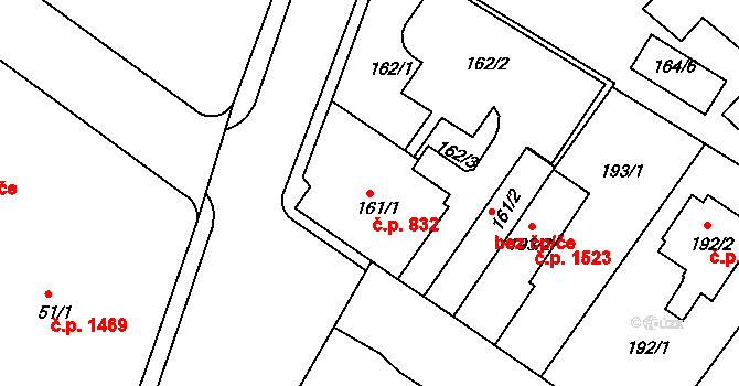 Rumburk 1 832, Rumburk na parcele st. 161/1 v KÚ Rumburk, Katastrální mapa