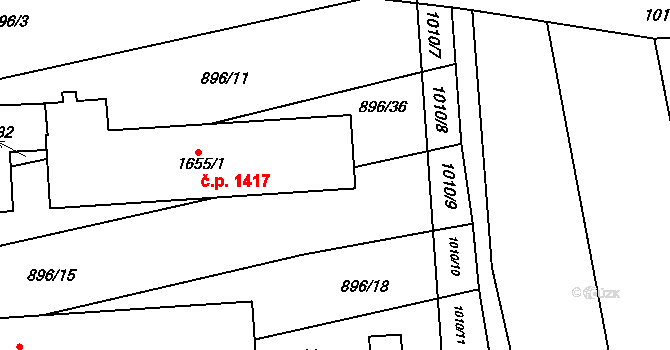 Kojetín I-Město 1417, Kojetín na parcele st. 1655/1 v KÚ Kojetín, Katastrální mapa