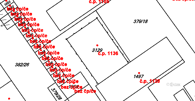 Přívoz 1136, Ostrava na parcele st. 3129 v KÚ Přívoz, Katastrální mapa