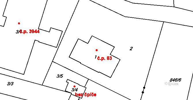 Lukášov 83, Jablonec nad Nisou na parcele st. 1 v KÚ Lukášov, Katastrální mapa
