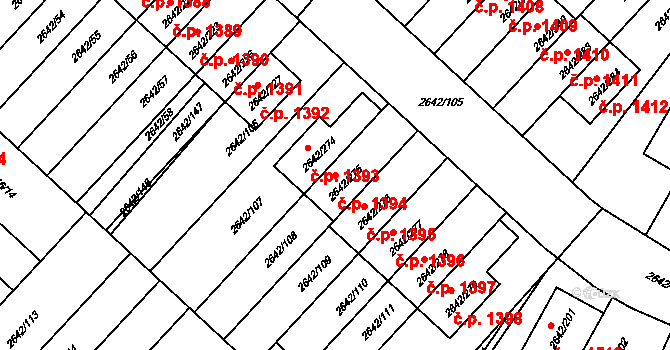 Kuřim 1394 na parcele st. 2642/275 v KÚ Kuřim, Katastrální mapa