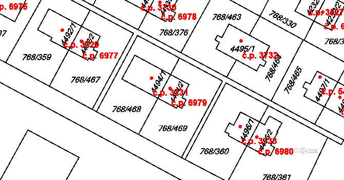 Zlín 6979 na parcele st. 4494/2 v KÚ Zlín, Katastrální mapa