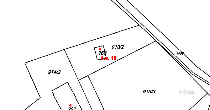 Javůrek 18 na parcele st. 168 v KÚ Javůrek, Katastrální mapa