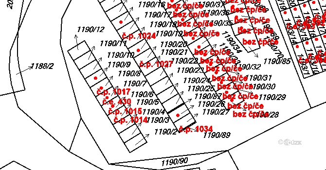 Bechyně 1031 na parcele st. 1190/23 v KÚ Bechyně, Katastrální mapa