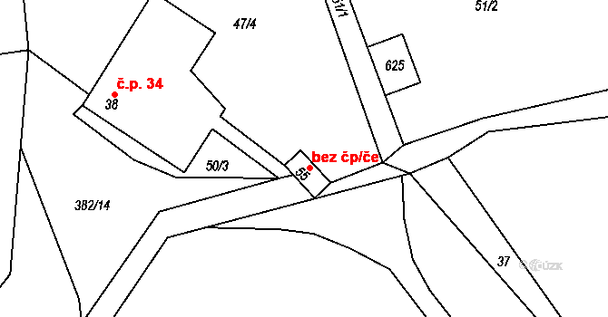 Borovná 39690024 na parcele st. 55 v KÚ Borovná, Katastrální mapa