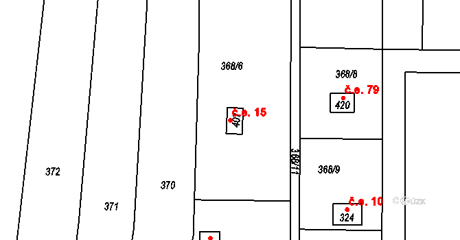 Domamyslice 15, Prostějov na parcele st. 407 v KÚ Domamyslice, Katastrální mapa