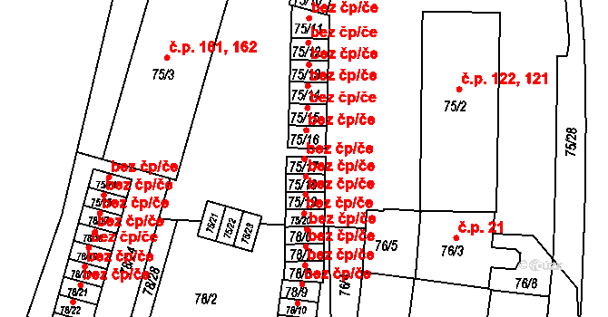 Dačice 42634024 na parcele st. 75/17 v KÚ Dačice, Katastrální mapa