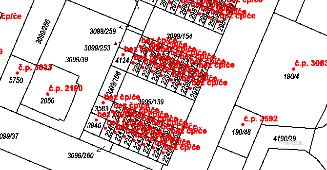 Břeclav 43444024 na parcele st. 2257 v KÚ Břeclav, Katastrální mapa