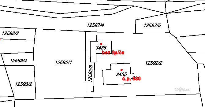 Huslenky 48380024 na parcele st. 3436 v KÚ Huslenky, Katastrální mapa