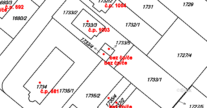 Jemnice 50271024 na parcele st. 1733/4 v KÚ Jemnice, Katastrální mapa