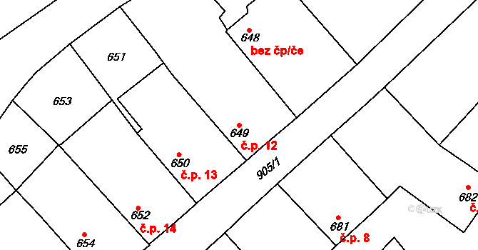 Františkov 12, Blížejov na parcele st. 649 v KÚ Chotiměř u Blížejova, Katastrální mapa