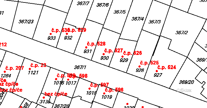 Sušice II 527, Sušice na parcele st. 930 v KÚ Sušice nad Otavou, Katastrální mapa