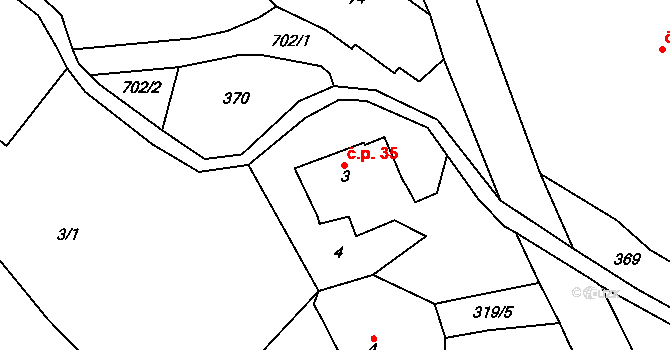 Machovská Lhota 35, Machov na parcele st. 3 v KÚ Machovská Lhota, Katastrální mapa