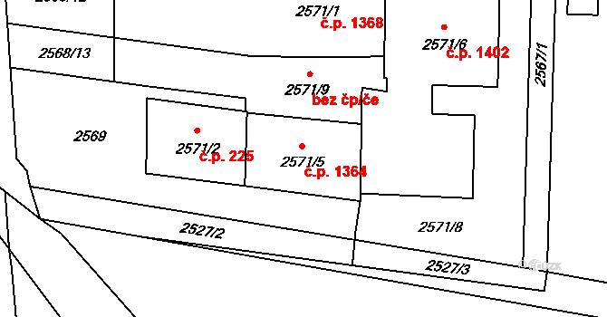 Mohelnice 1364 na parcele st. 2571/5 v KÚ Mohelnice, Katastrální mapa