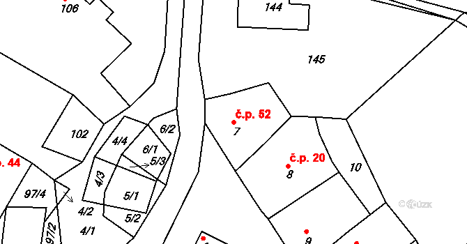 Sychotín 52, Kunštát na parcele st. 7 v KÚ Sychotín, Katastrální mapa
