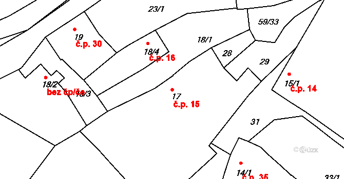 Zábrdí 15 na parcele st. 17 v KÚ Zábrdí u Lažišť, Katastrální mapa
