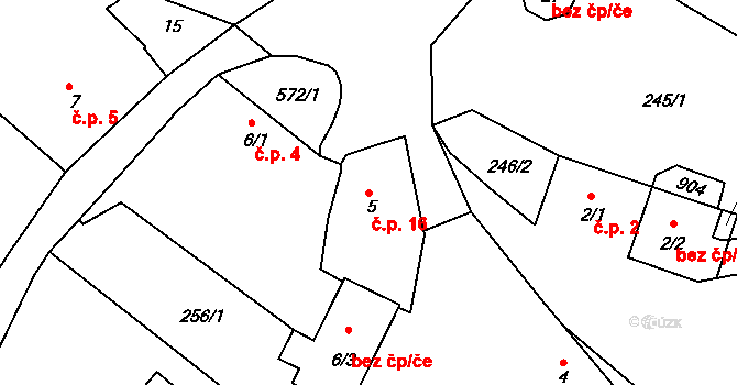 Dolní Nakvasovice 16, Bušanovice na parcele st. 5 v KÚ Dolní Nakvasovice, Katastrální mapa