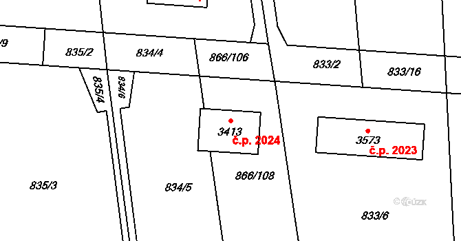 Lysá nad Labem 2024 na parcele st. 3413 v KÚ Lysá nad Labem, Katastrální mapa