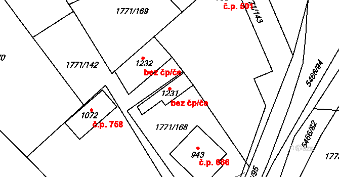 Polešovice 83980024 na parcele st. 1231 v KÚ Polešovice, Katastrální mapa