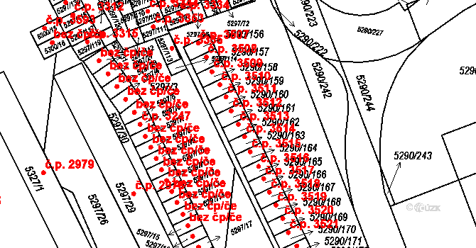 Přerov I-Město 3513, Přerov na parcele st. 5290/162 v KÚ Přerov, Katastrální mapa