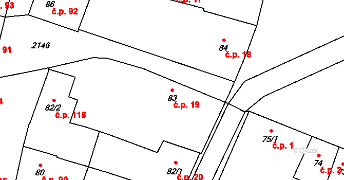 Bavorov 19 na parcele st. 83 v KÚ Bavorov, Katastrální mapa