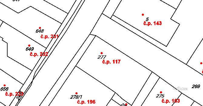 Senec 117, Zruč-Senec na parcele st. 277 v KÚ Senec u Plzně, Katastrální mapa