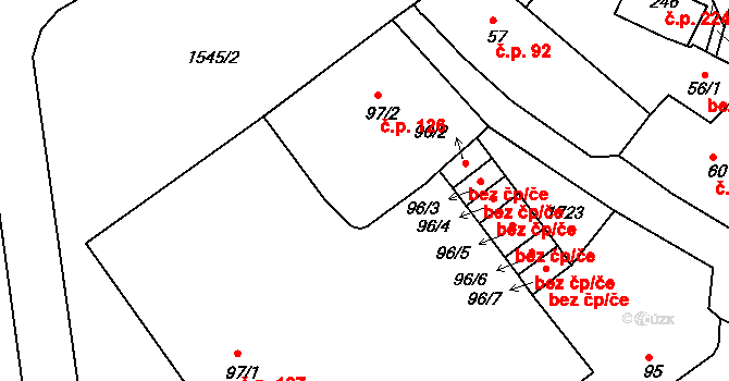 Nepomuk 126 na parcele st. 97/2 v KÚ Nepomuk, Katastrální mapa