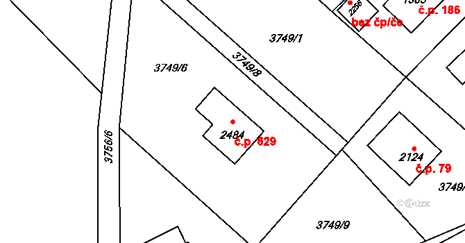 Morávka 629 na parcele st. 2484 v KÚ Morávka, Katastrální mapa