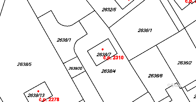 Předměstí 2310, Litoměřice na parcele st. 2638/7 v KÚ Litoměřice, Katastrální mapa