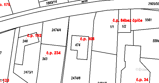 Nedachlebice 308 na parcele st. 474 v KÚ Nedachlebice, Katastrální mapa