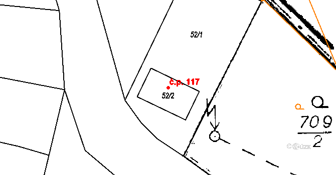 Lukov 117 na parcele st. 52/2 v KÚ Lukov nad Dyjí, Katastrální mapa