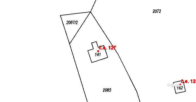 Lančov 127 na parcele st. 141 v KÚ Lančov, Katastrální mapa