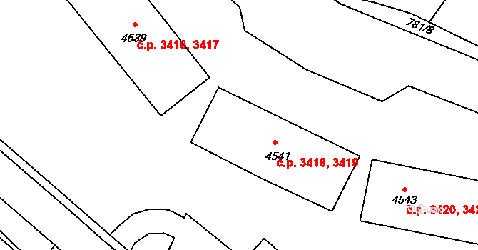 Jablonec nad Nisou 3418,3419 na parcele st. 4541 v KÚ Jablonec nad Nisou, Katastrální mapa