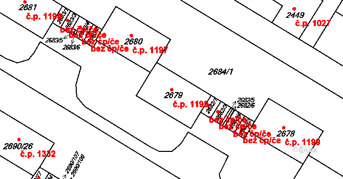 Slavkov u Brna 1198 na parcele st. 2679 v KÚ Slavkov u Brna, Katastrální mapa
