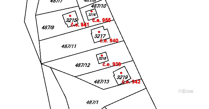 Ostravice 939 na parcele st. 3218 v KÚ Staré Hamry 2, Katastrální mapa