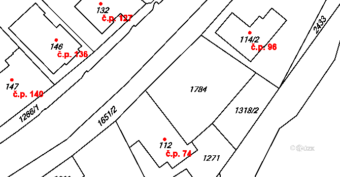 Křenov 74 na parcele st. 112 v KÚ Křenov, Katastrální mapa