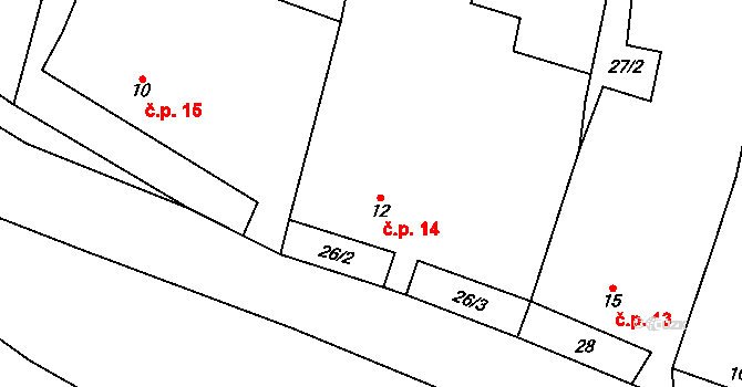 Cakov 14, Senice na Hané na parcele st. 12 v KÚ Cakov, Katastrální mapa