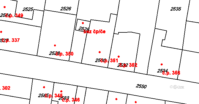 Mimoň I 351, Mimoň na parcele st. 2530 v KÚ Mimoň, Katastrální mapa