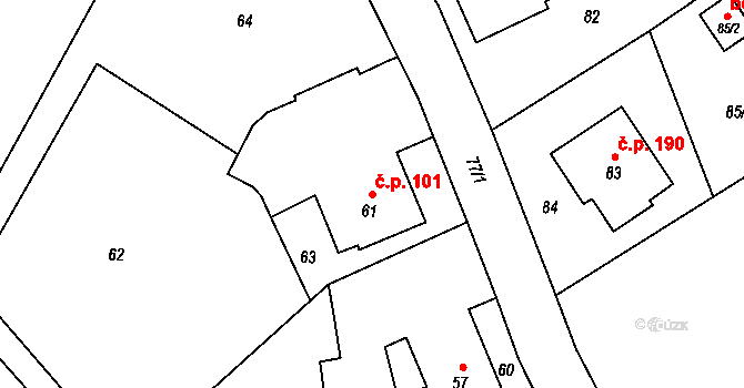 Závada 101, Petrovice u Karviné na parcele st. 61 v KÚ Závada nad Olší, Katastrální mapa