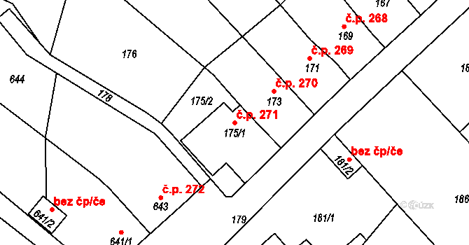 Miřetice u Klášterce nad Ohří 271, Klášterec nad Ohří na parcele st. 175/1 v KÚ Miřetice u Klášterce nad Ohří, Katastrální mapa