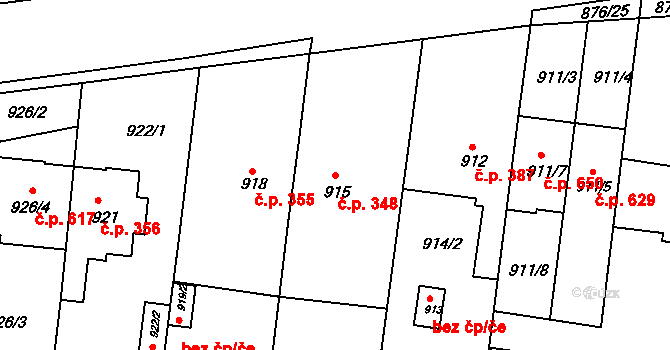Bohunice 348, Brno na parcele st. 915 v KÚ Bohunice, Katastrální mapa