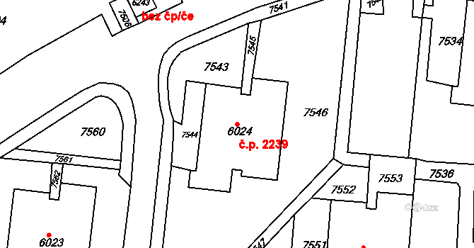Líšeň 2239, Brno na parcele st. 6024 v KÚ Líšeň, Katastrální mapa